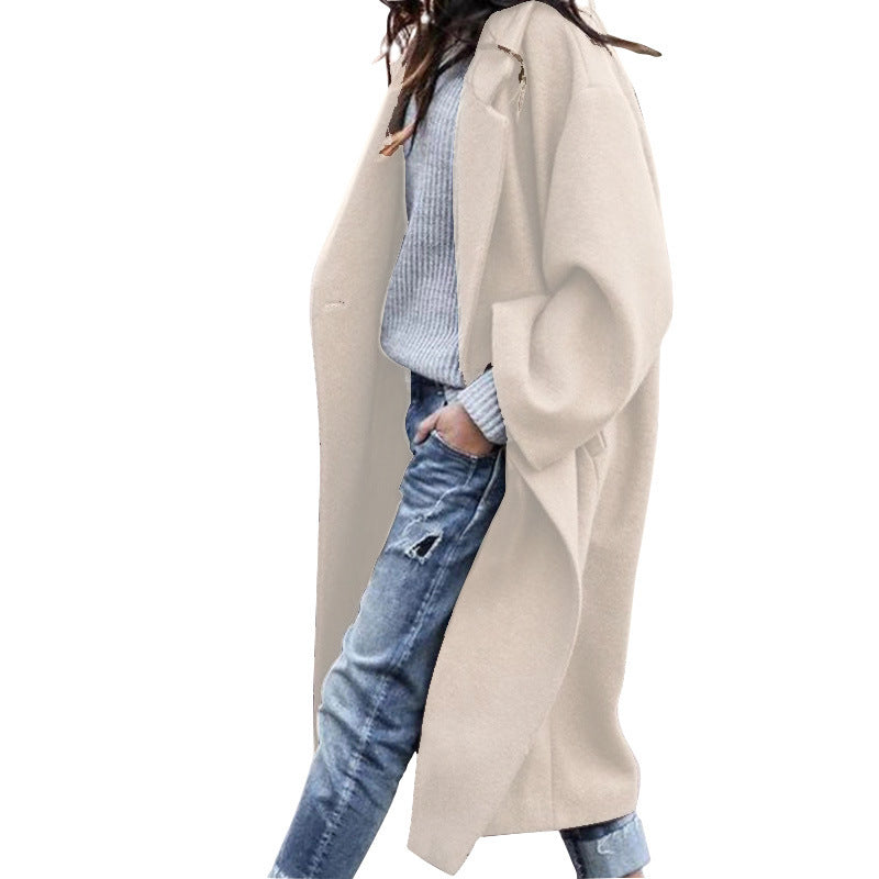 Lange oversized mantel met reverskraag