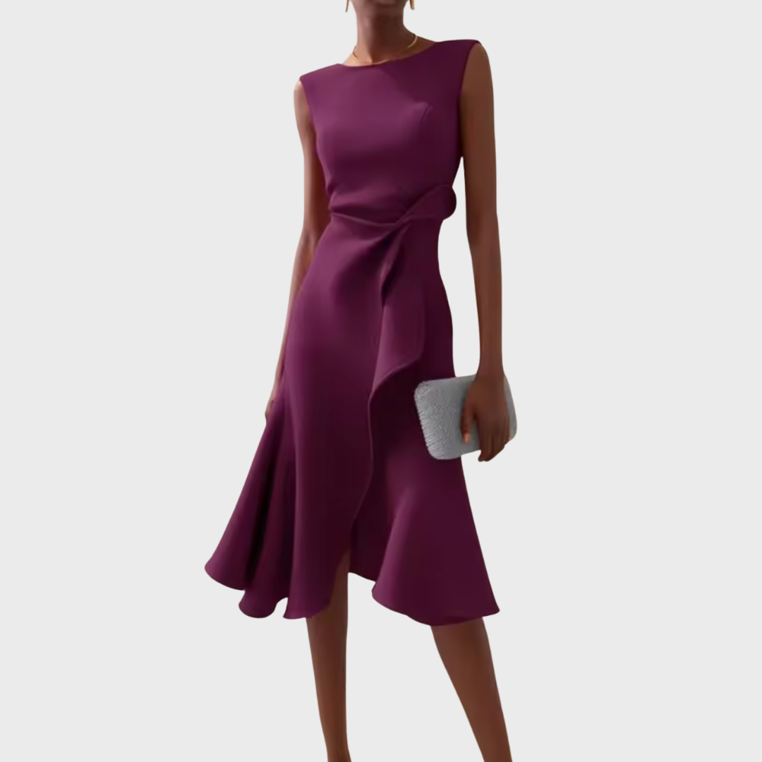 Eleanor | Dames Draped Asymmetrische Midi-jurk