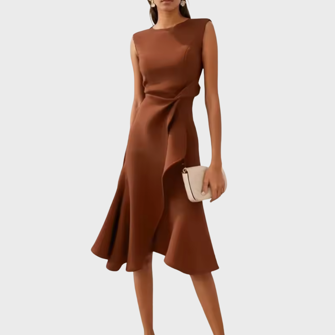 Eleanor | Dames Draped Asymmetrische Midi-jurk