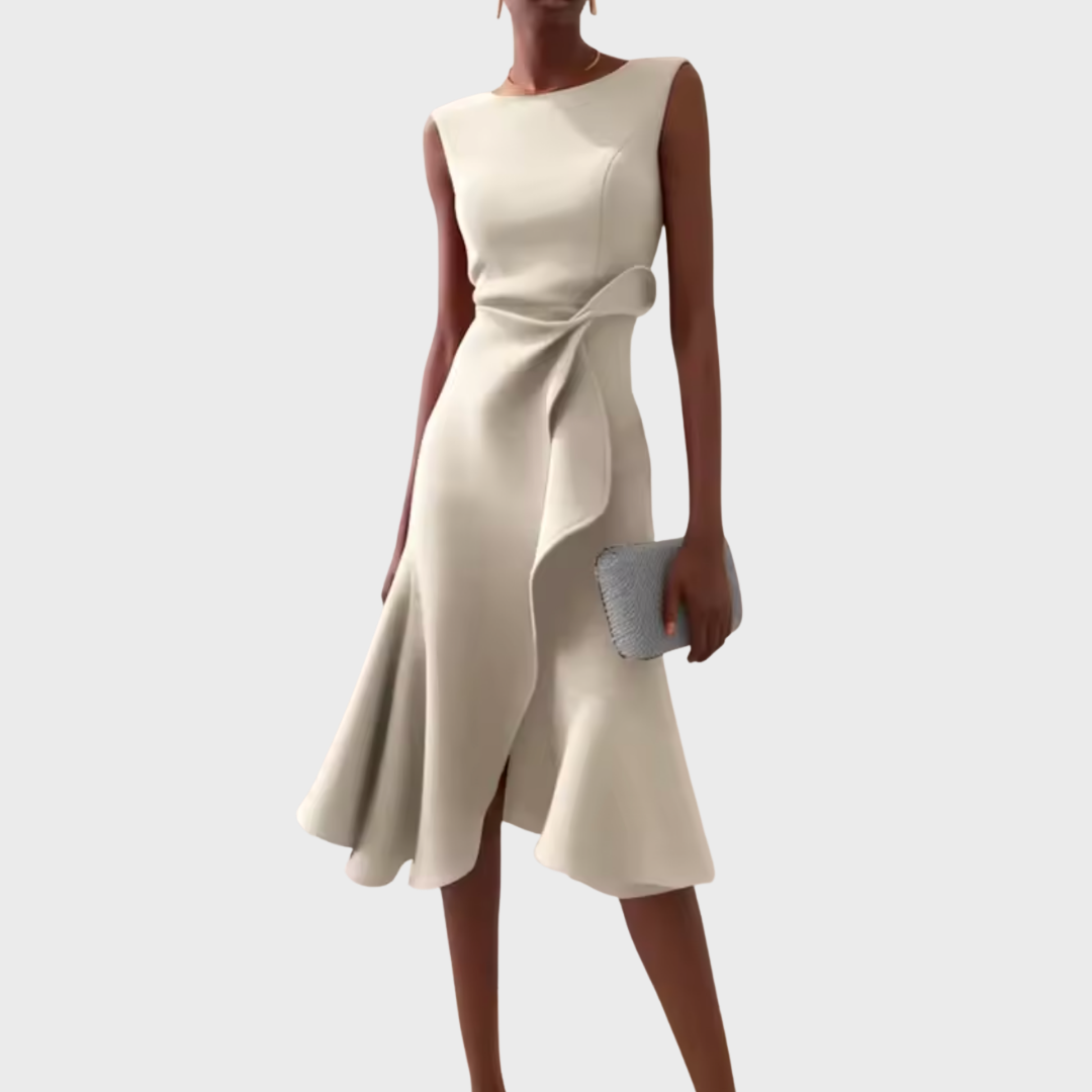 Eleanor | Dames Draped Asymmetrische Midi-jurk