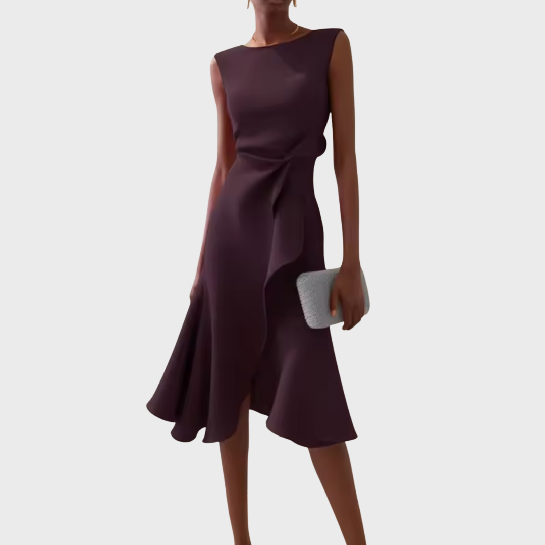 Eleanor | Dames Draped Asymmetrische Midi-jurk