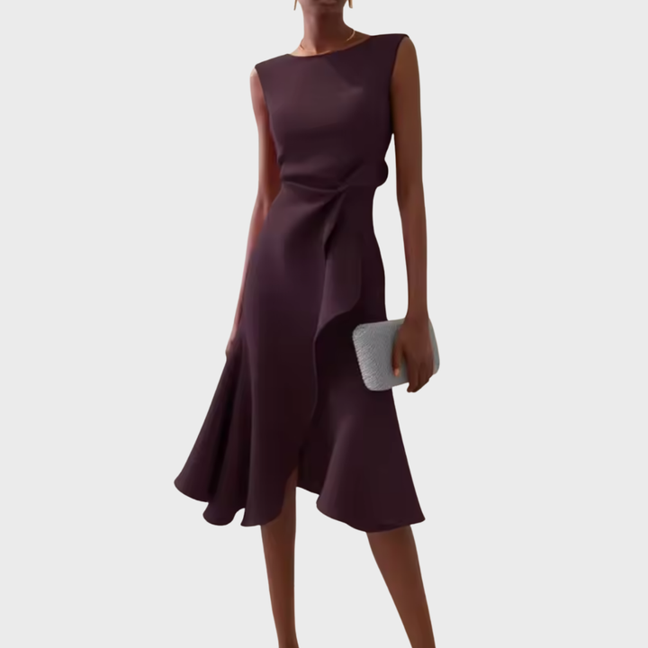 Eleanor | Dames Draped Asymmetrische Midi-jurk