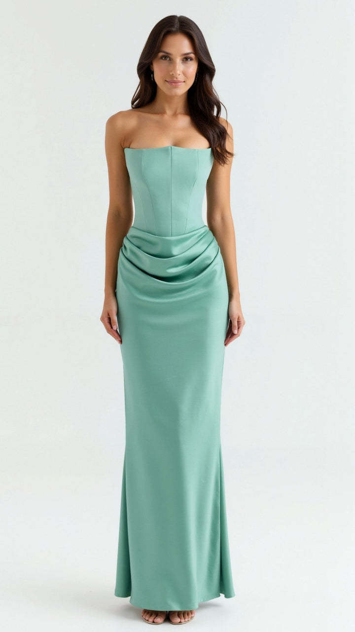 Bella | Dames Bruiloft Gast Kolom Maxi Jurk
