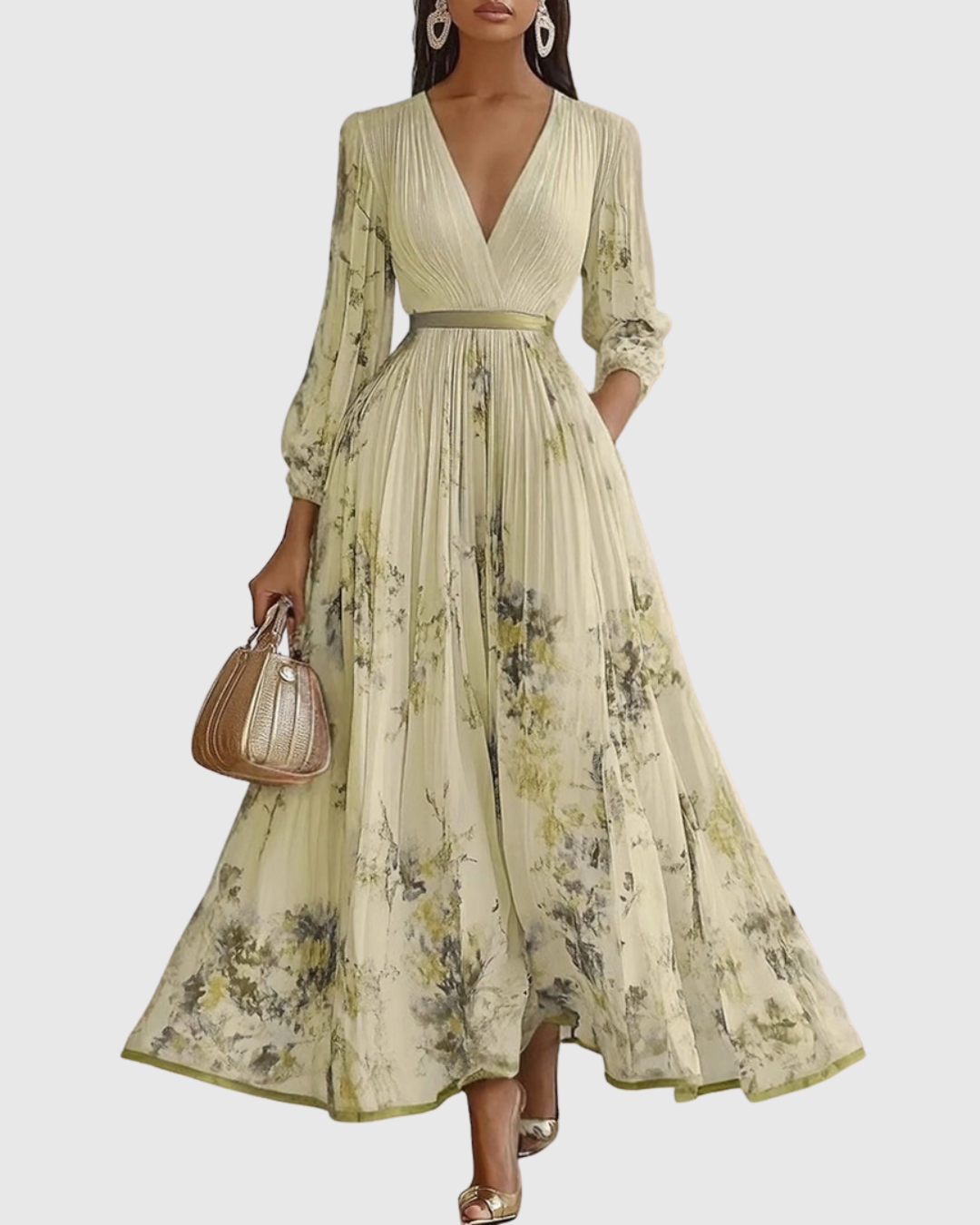 Rowella | Elegante Plissé Maxi Jurk