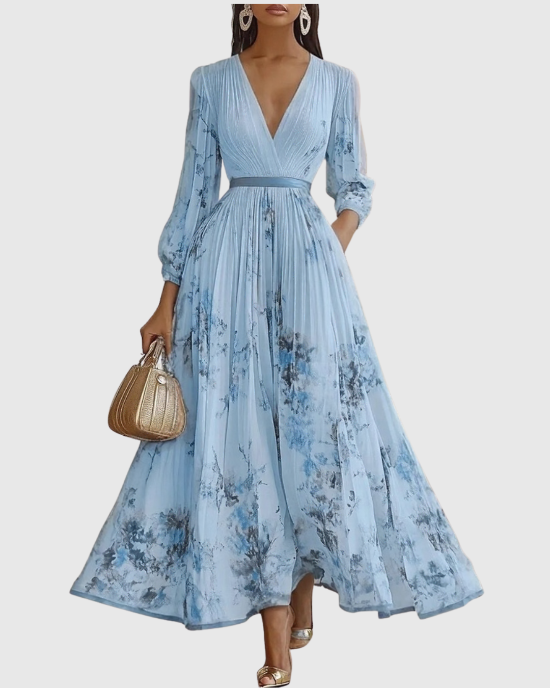 Rowella | Elegante Plissé Maxi Jurk