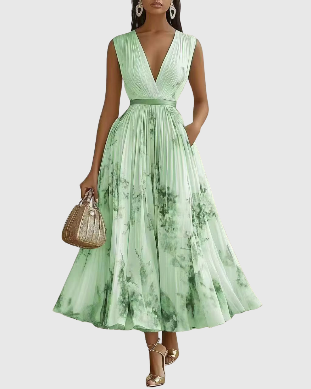 Rowella | Elegante Plissé Maxi Jurk