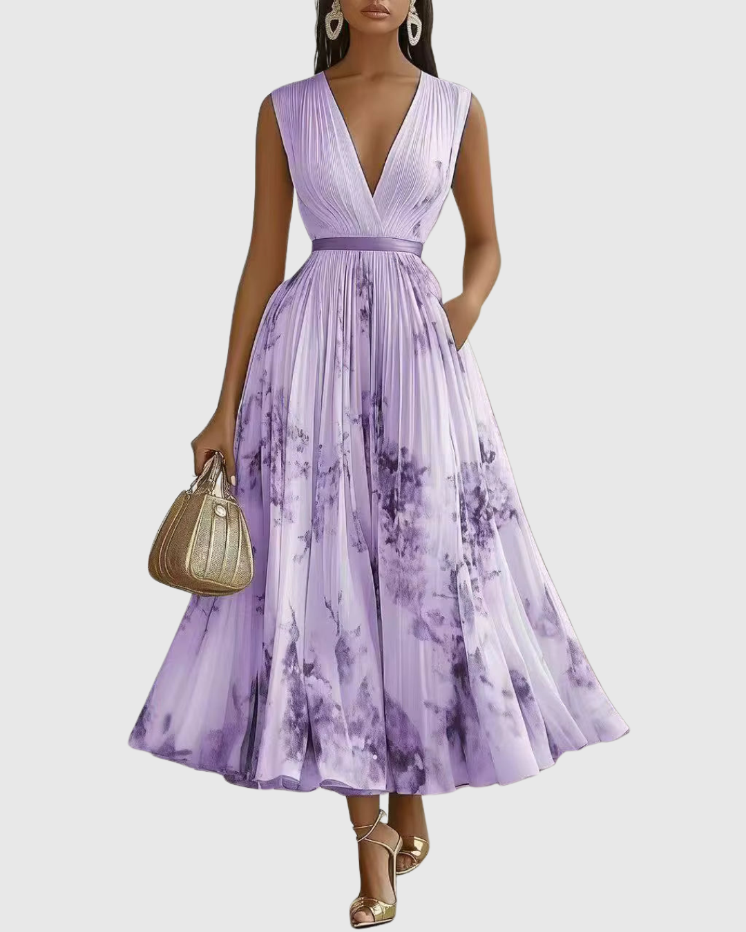 Rowella | Elegante Plissé Maxi Jurk