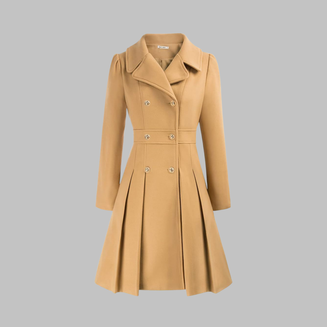 Dami - Elegante Lange Mouw Jas met Dubbele Knopen