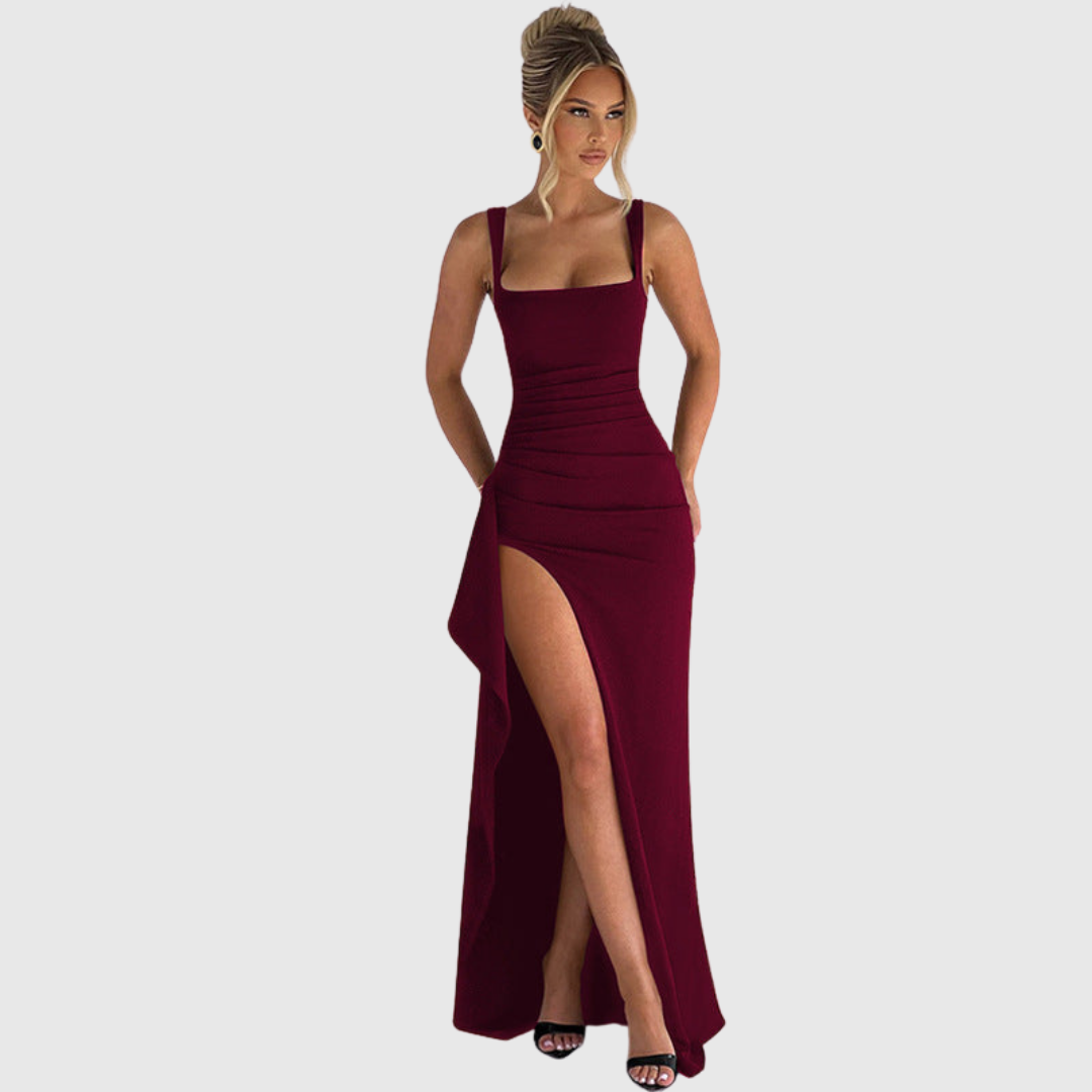 Cell | Elegante Formele Slip Maxi Jurk Met Open Rug