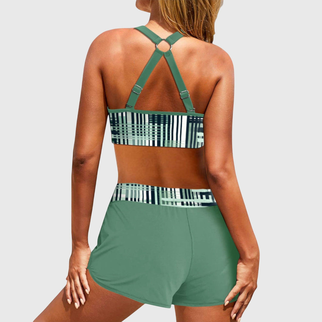 Chloe | Vrouwen Ribbel Hoge Taille Bikini Badpak