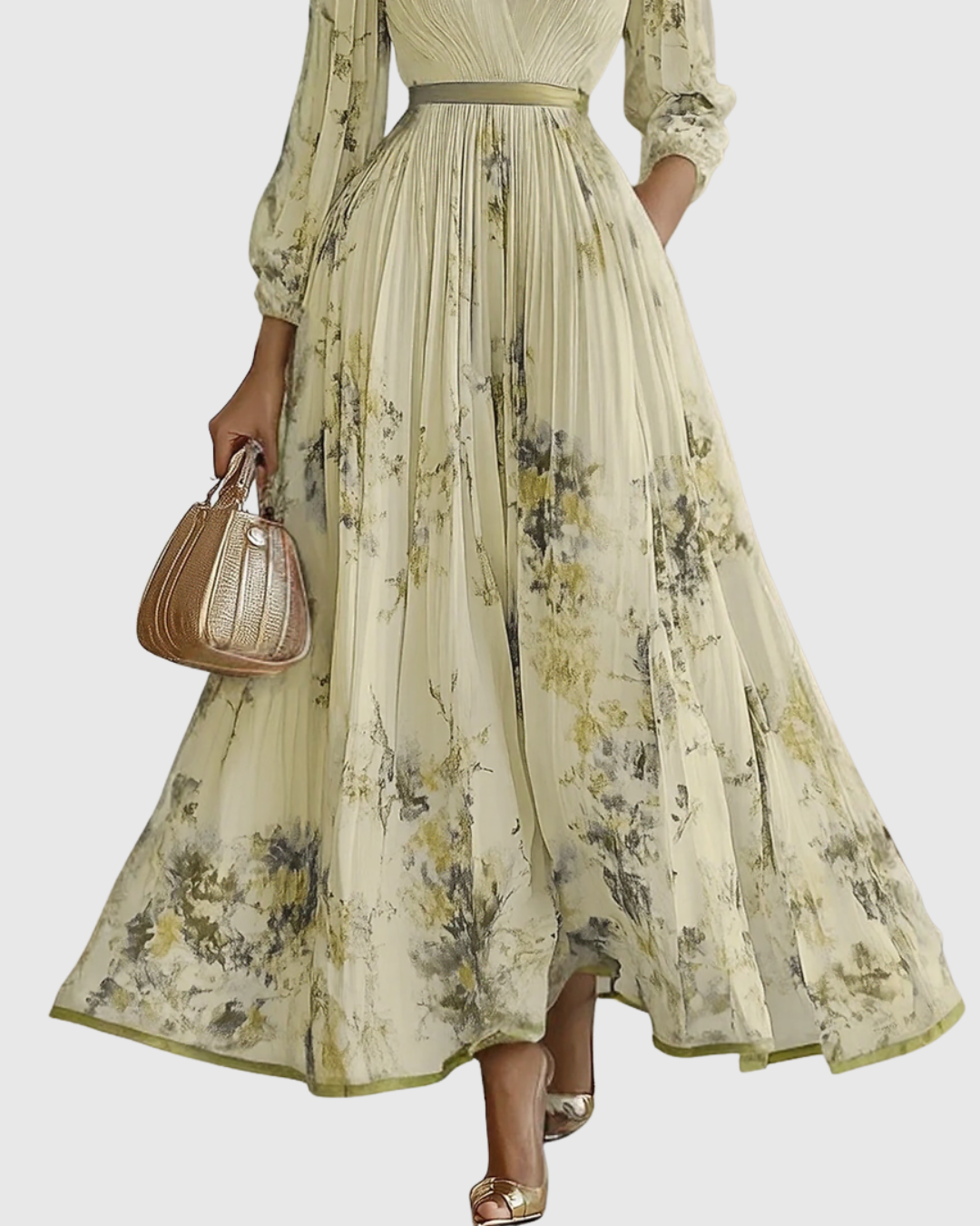 Rowella | Elegante Plissé Maxi Jurk
