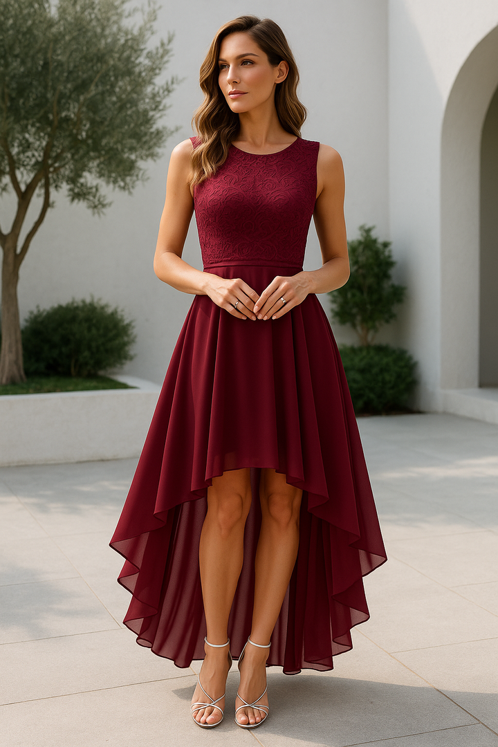 Kaitlyn | Vrouwen Trouwen Gast High-Low Elegante Jurk