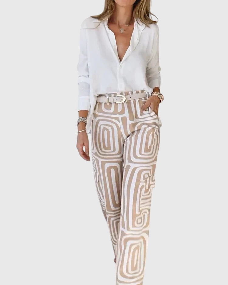 Emilia | Stijlvolle Broek + Gratis Blouse &amp; Riem