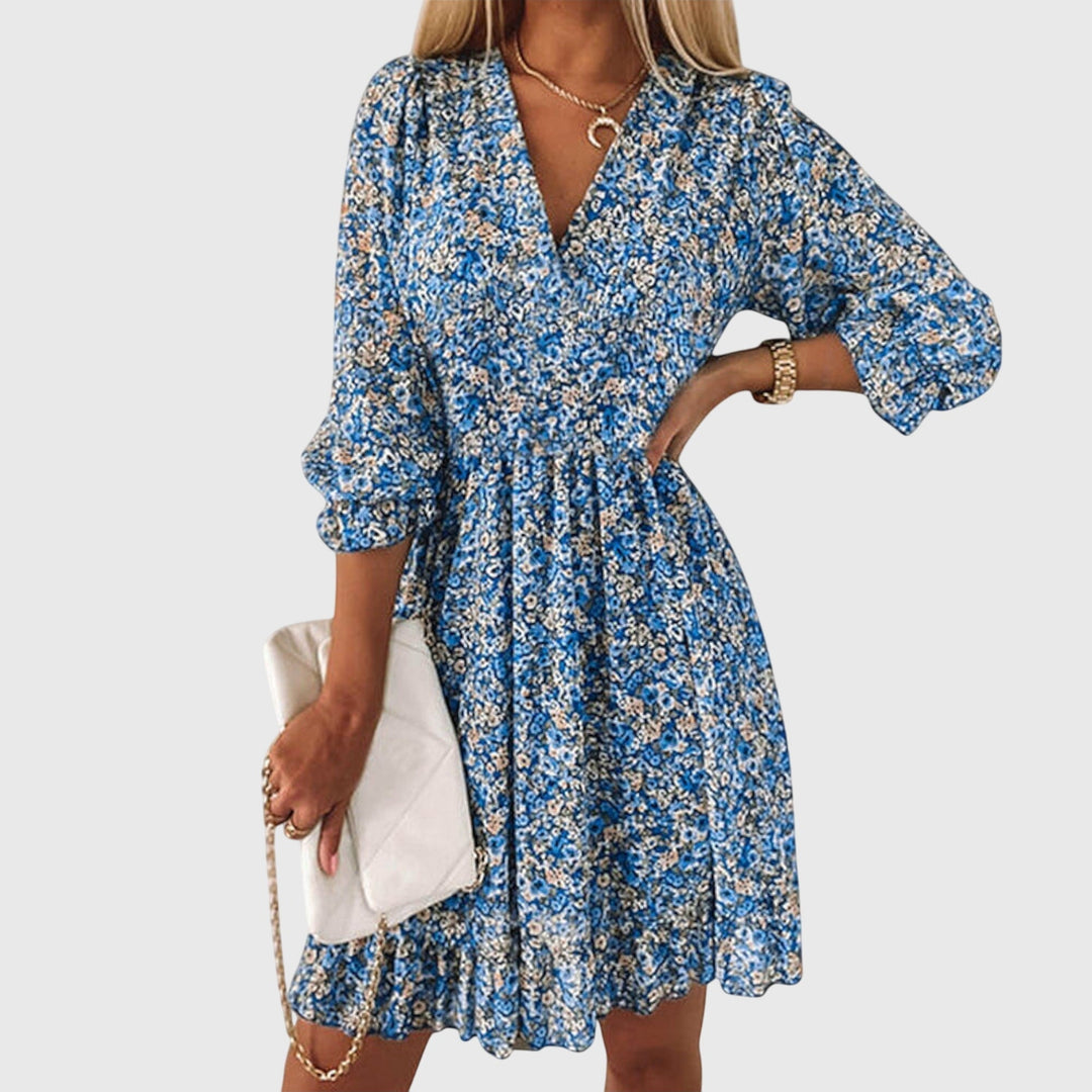 Elisa | Bloemen Puff Mouw Jurk