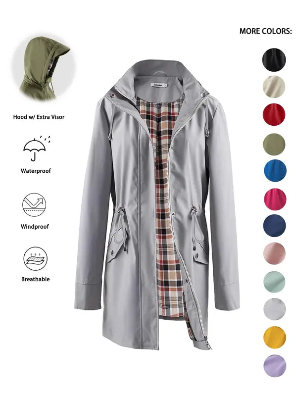 Qing - Casual Trekkoord Rits Hoodie Trenchcoat