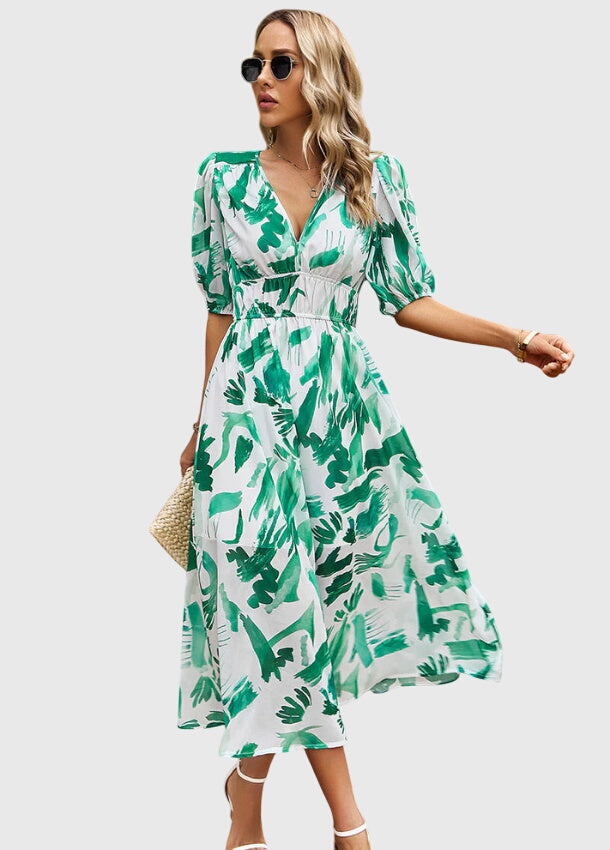 Merlin | Flatterende Bloemen Midi Jurk