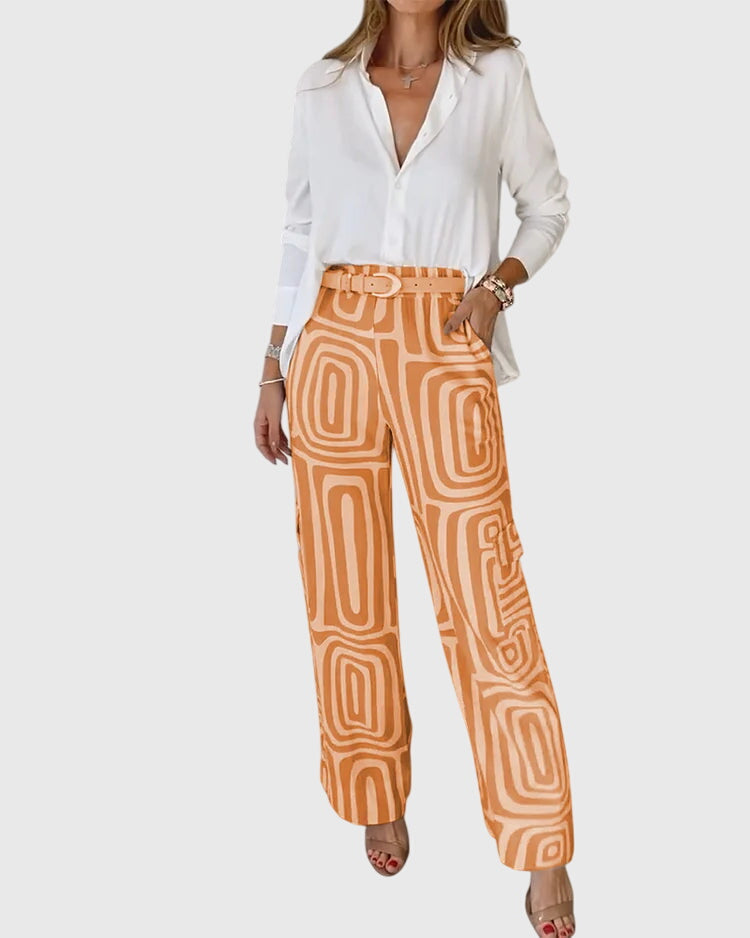 Emilia | Stijlvolle Broek + Gratis Blouse &amp; Riem
