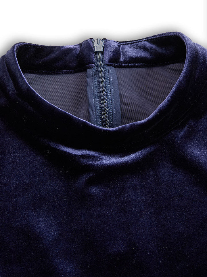 Sibella | Marineblauwe Midi-jurk met Lange Mouwen