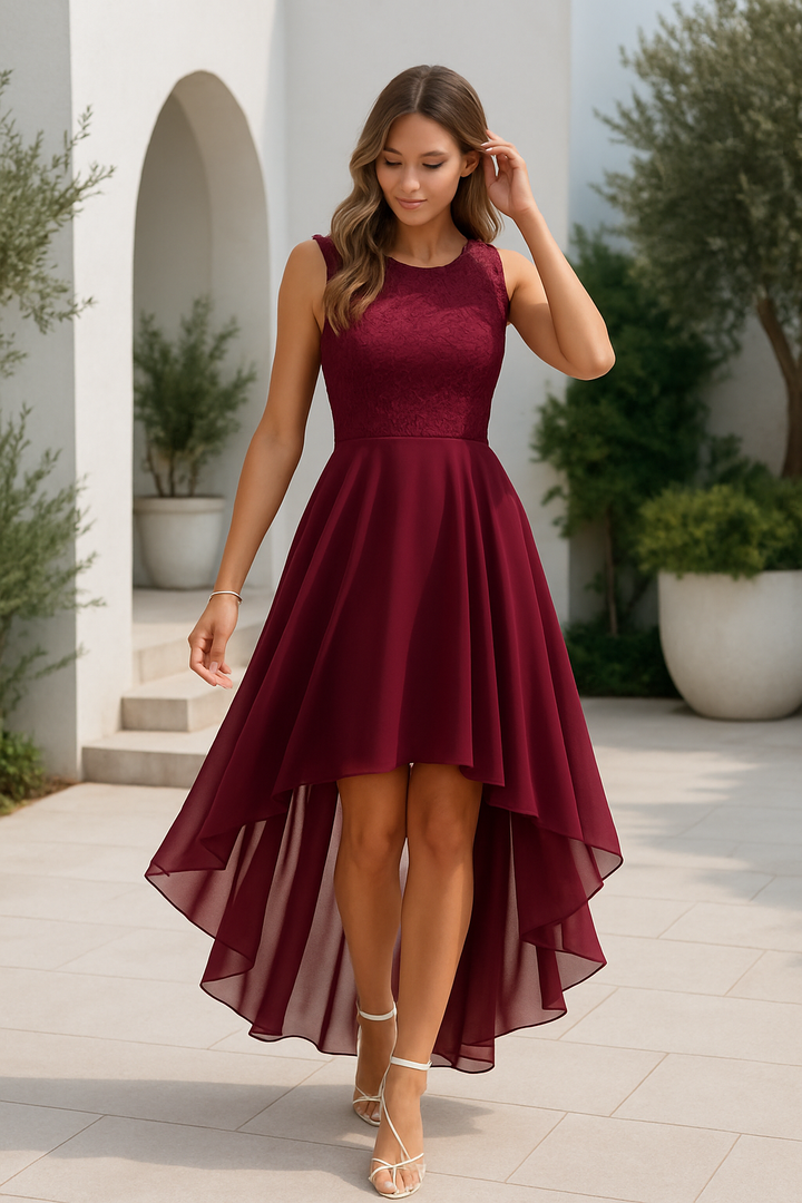 Kaitlyn | Vrouwen Trouwen Gast High-Low Elegante Jurk