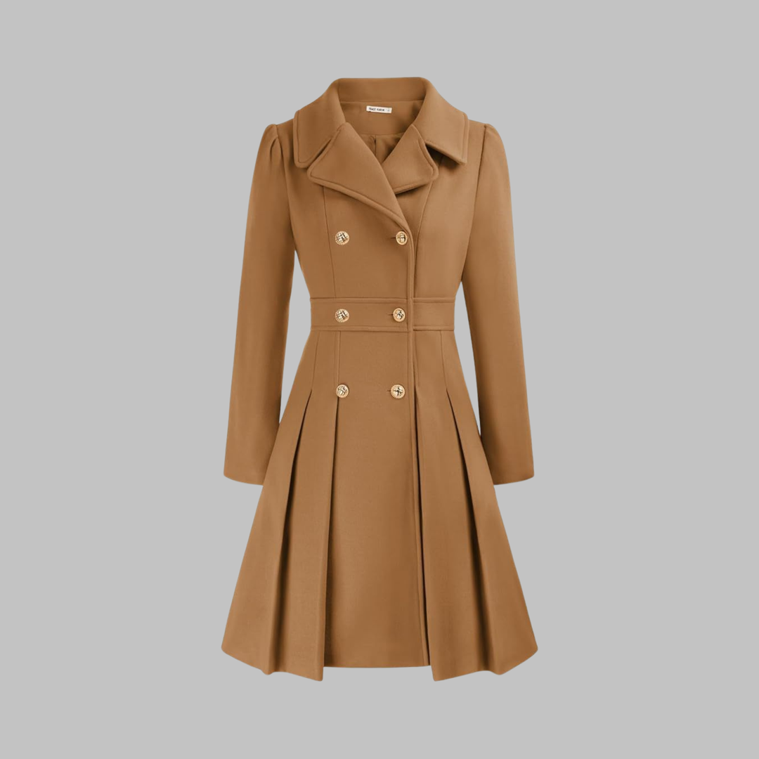 Dami - Elegante Lange Mouw Jas met Dubbele Knopen
