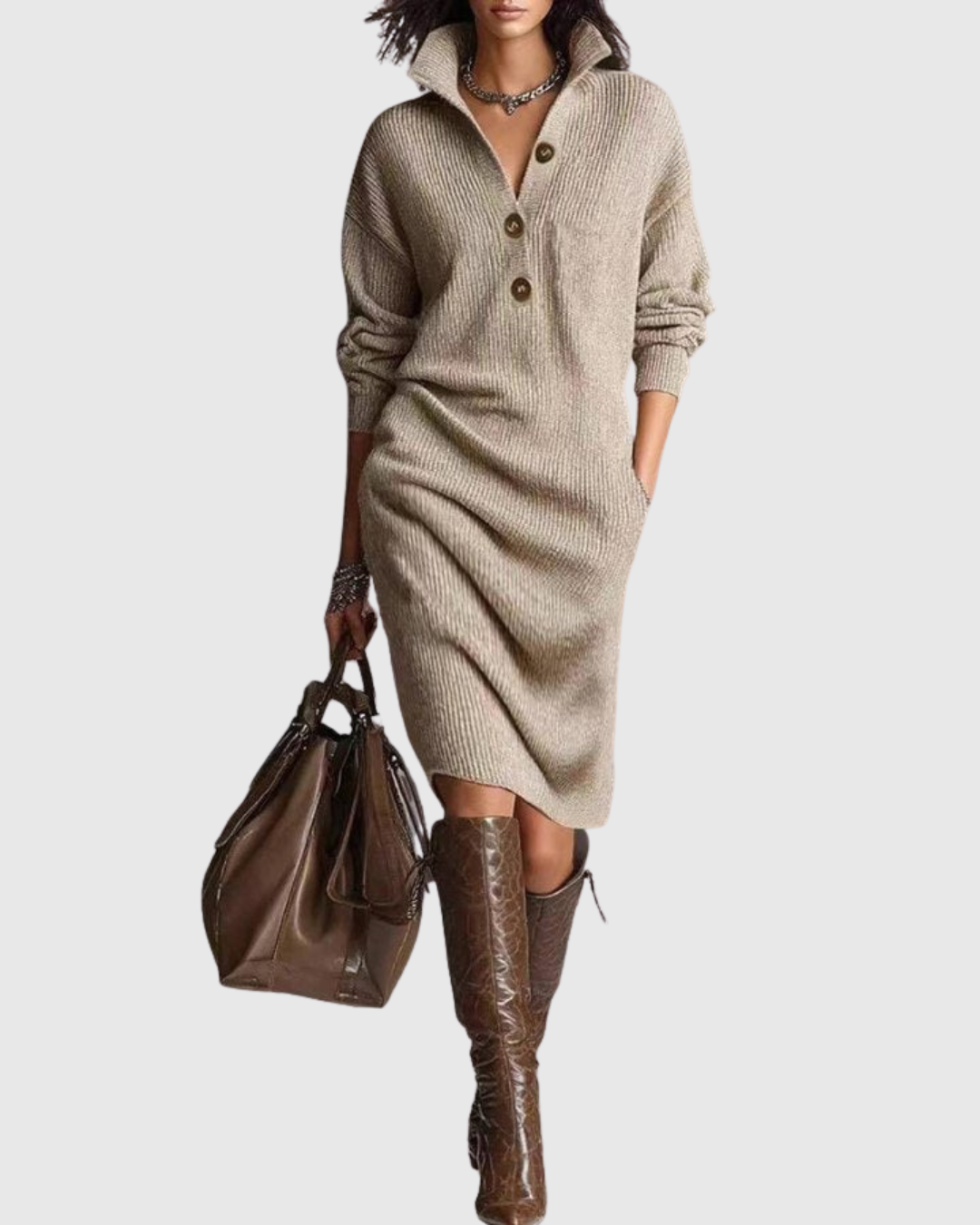 Arianell | Pure Wol Winter Gebreide Midi Jurk