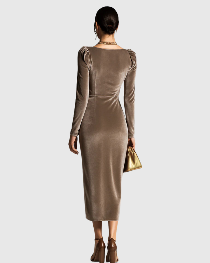 Eadoline | Elegante Plissé Midi-jurk