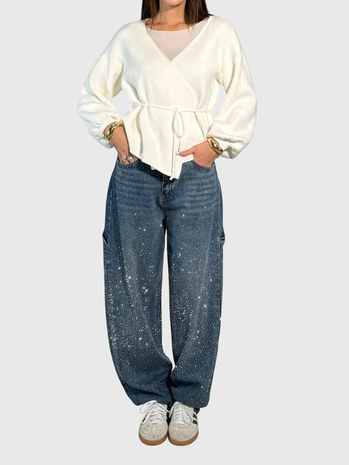 Kimberly | Dames Sparkle Diamond Denim Broek