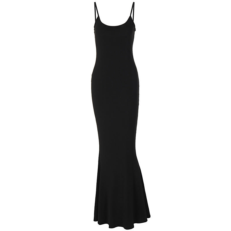 Lange bodycon jurk met spaghettibandjes