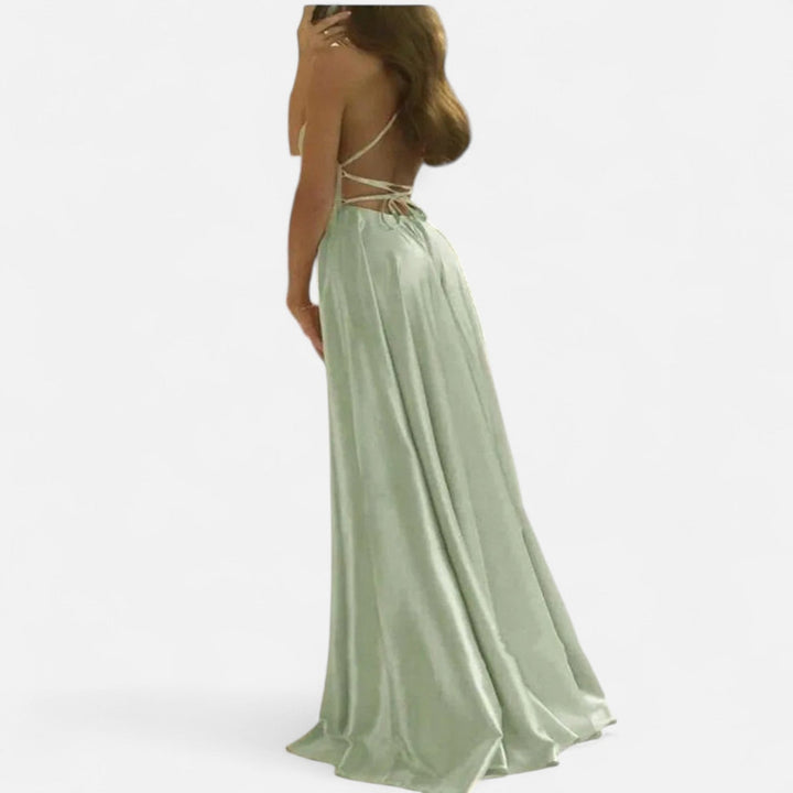 Margaret | Dames Moderne Pas Satin Split Maxi Jurk