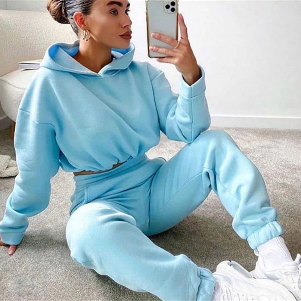 Tweedelig joggingpak met korte hoodie