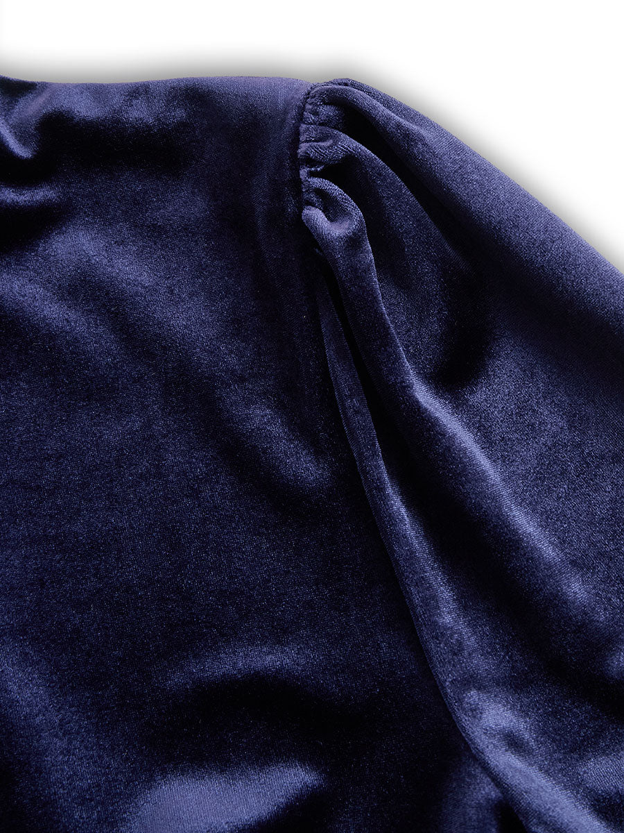 Sibella | Marineblauwe Midi-jurk met Lange Mouwen