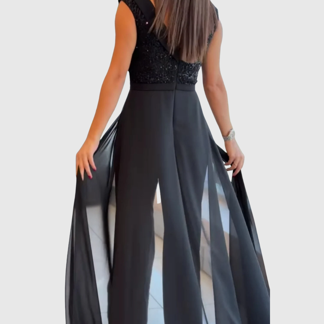 Zoraida Quinn | Elegante Mouwloze Jumpsuitjurk met Sprankelende Details