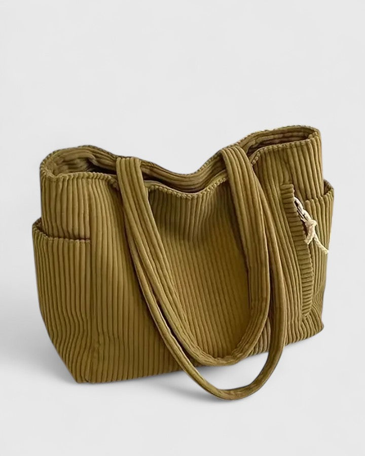 Liorane | Luxe Geribbelde Tote Bag Met Koorddetail