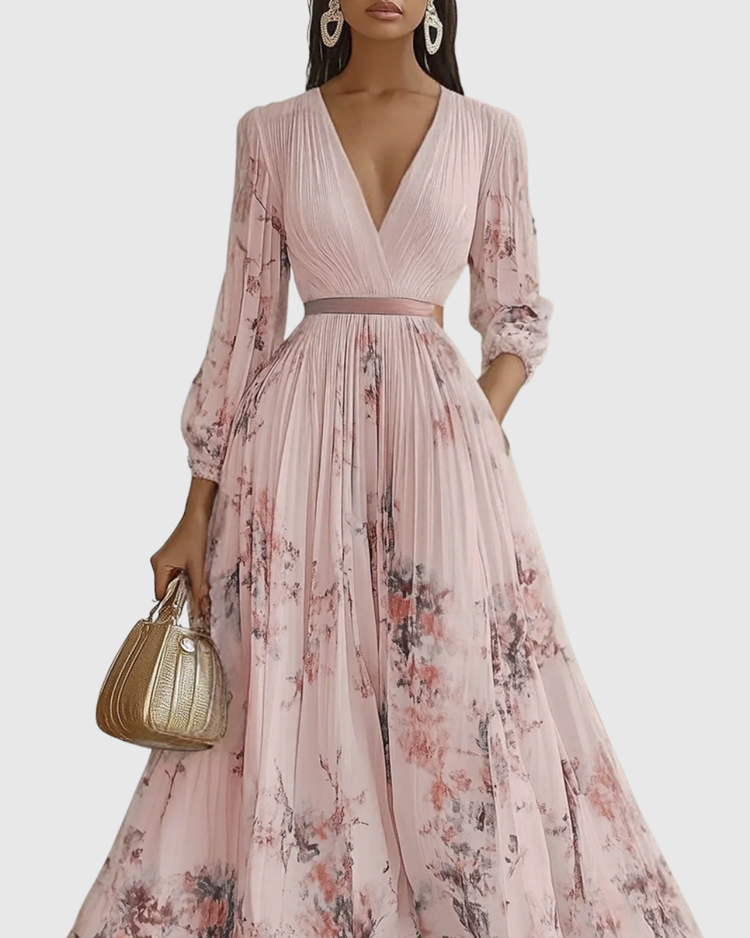 Rowella | Elegante Plissé Maxi Jurk