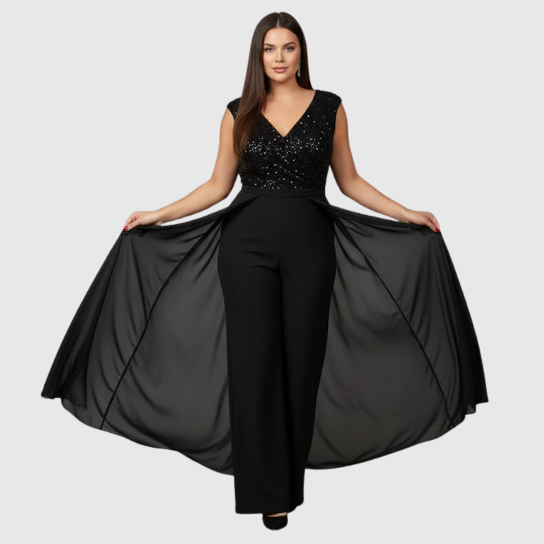 Zoraida Quinn | Elegante Mouwloze Jumpsuitjurk met Sprankelende Details