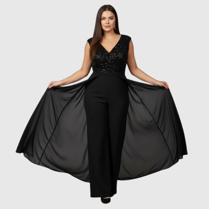 Zoraida Quinn | Elegante Mouwloze Jumpsuitjurk met Sprankelende Details