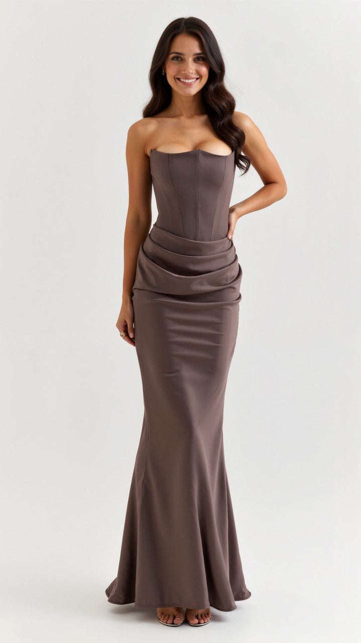 Bella | Dames Bruiloft Gast Kolom Maxi Jurk