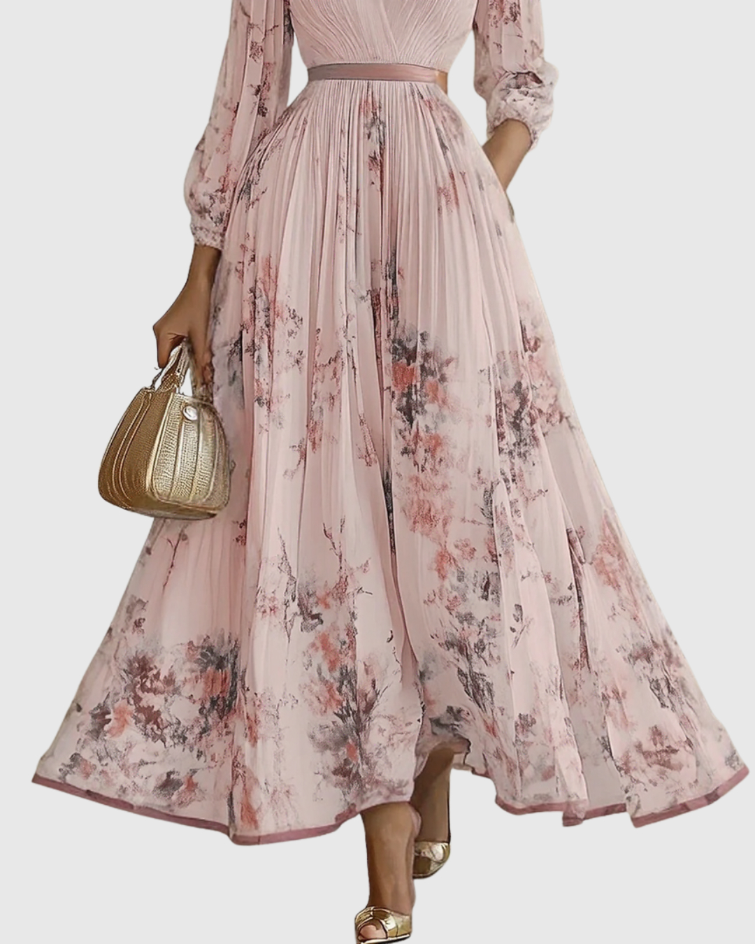 Rowella | Elegante Plissé Maxi Jurk