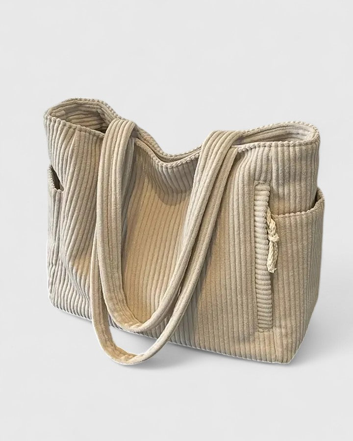 Liorane | Luxe Geribbelde Tote Bag Met Koorddetail