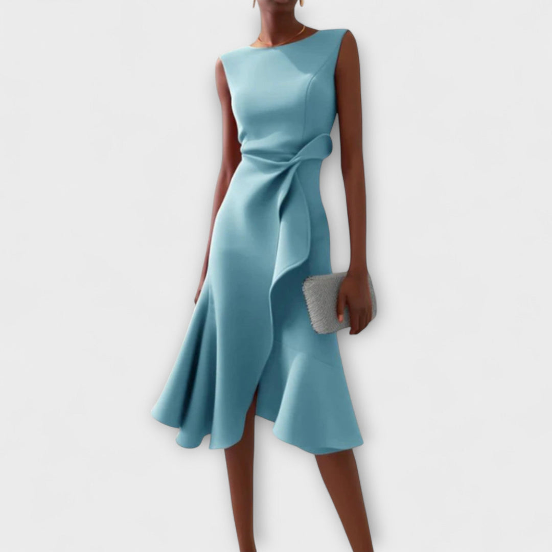 Eleanor | Dames Draped Asymmetrische Midi-jurk