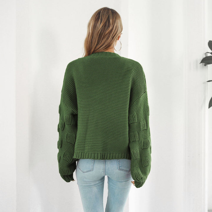 Kort grofgebreid vest met pofmouwen