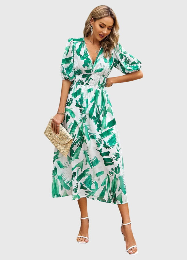 Merlin | Flatterende Bloemen Midi Jurk