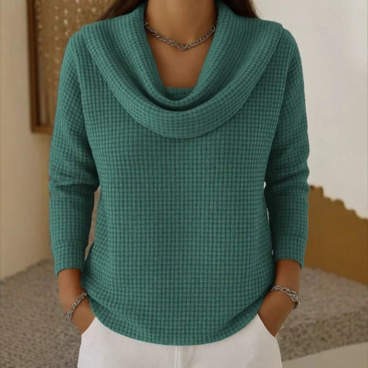 Karen – Warme Waffle Gebreide Trui met Elegante Col