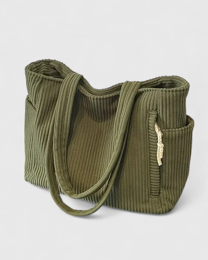 Liorane | Luxe Geribbelde Tote Bag Met Koorddetail
