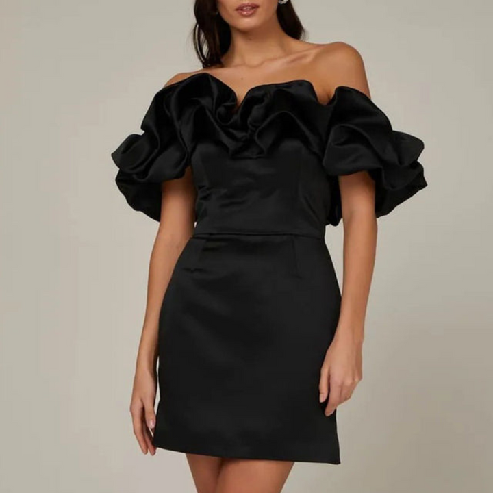 Charlotte | Dames Bruiloft Gast Rimpel Mini Jurk