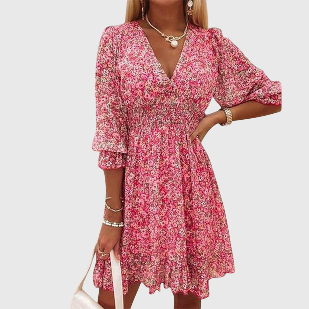 Elisa | Bloemen Puff Mouw Jurk