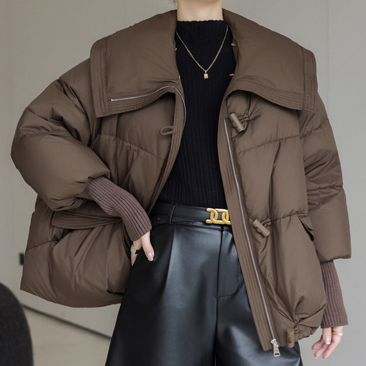 Korte gewatteerde winterjas met bontkraag