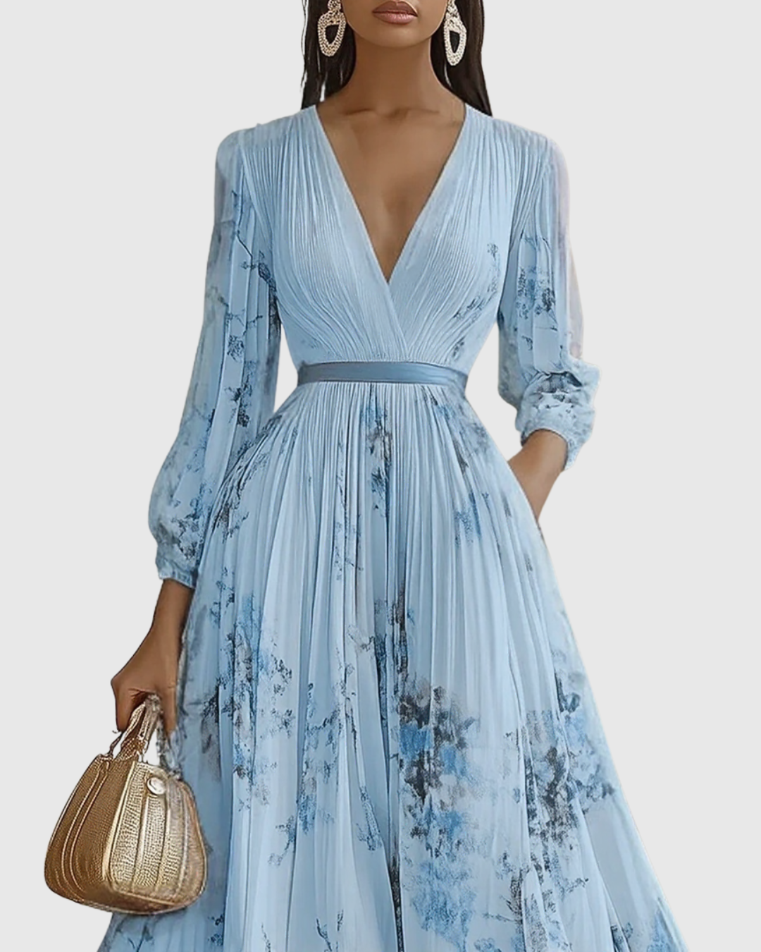 Rowella | Elegante Plissé Maxi Jurk