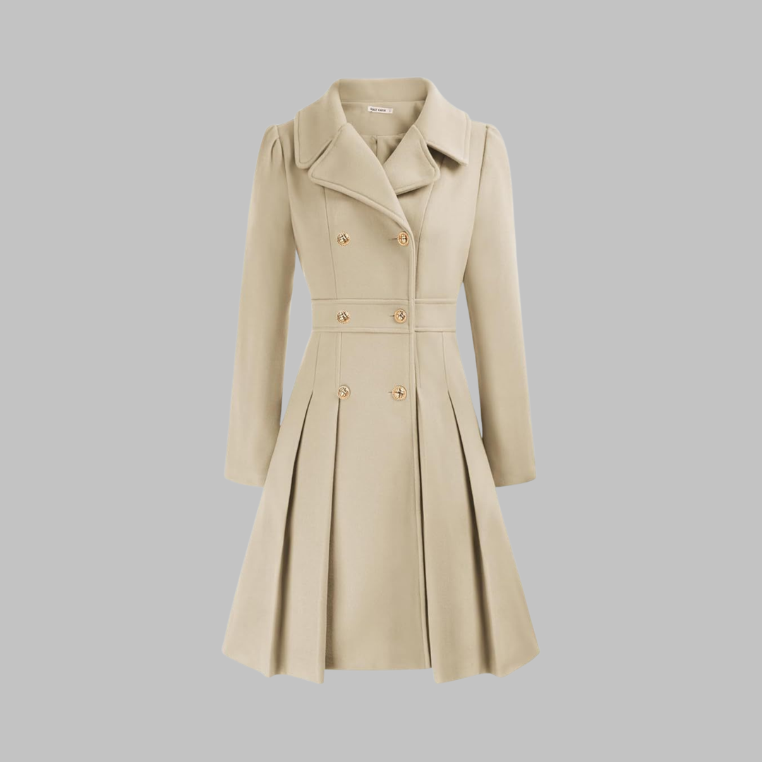 Dami - Elegante Lange Mouw Jas met Dubbele Knopen