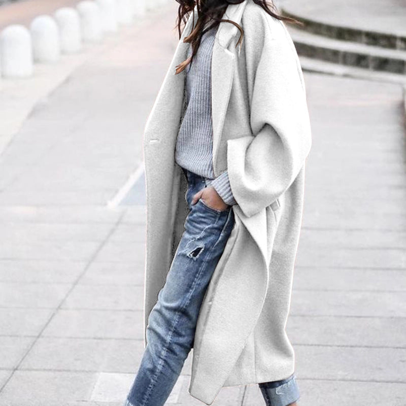 Lange oversized mantel met reverskraag